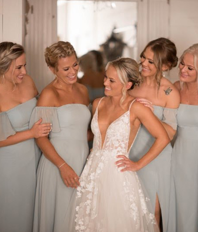 5 women 1 tan bachelorette 4 tanned bridesmaids wedding gown makeup photography lashes tanned skin spray tan in Cape Canaveral Florida